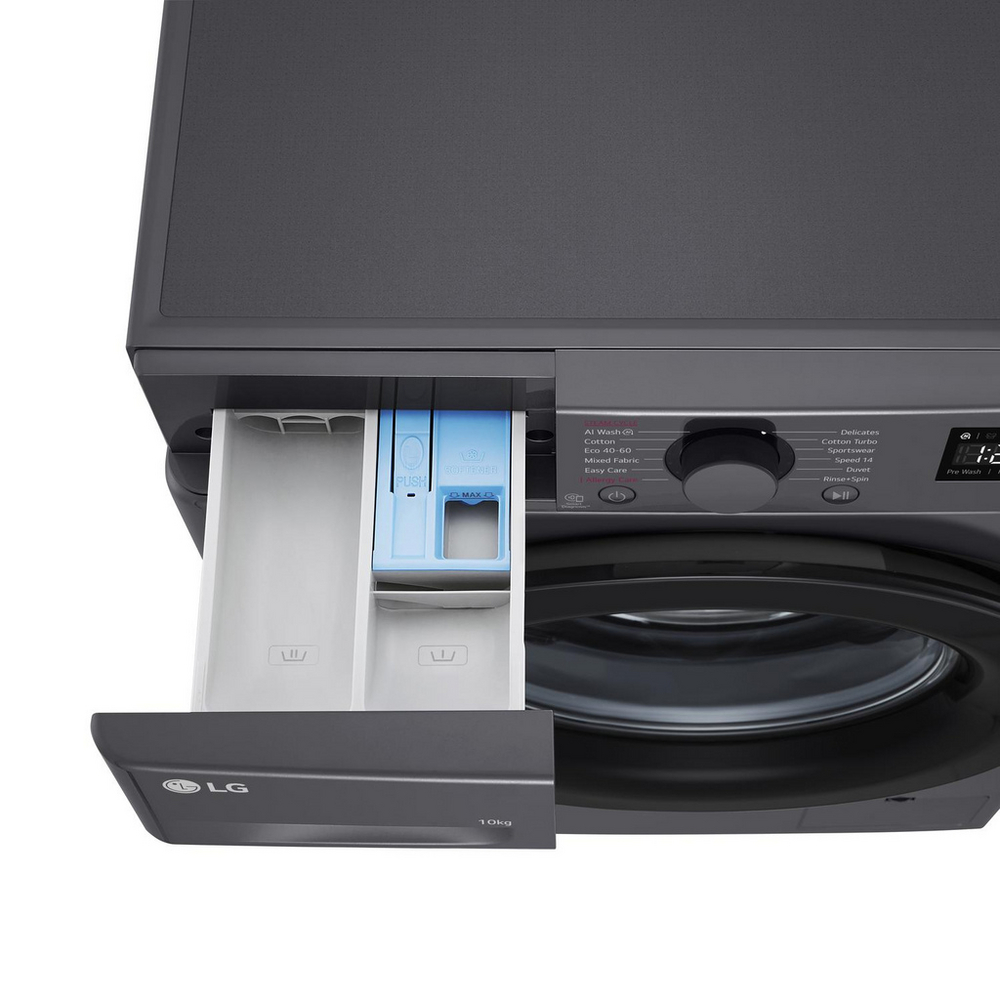 LG F4Y510GBLN1 10kg Steam 1400 Spin Freestanding Front Loading Washing Machine Slate Grey – image 7 of 14