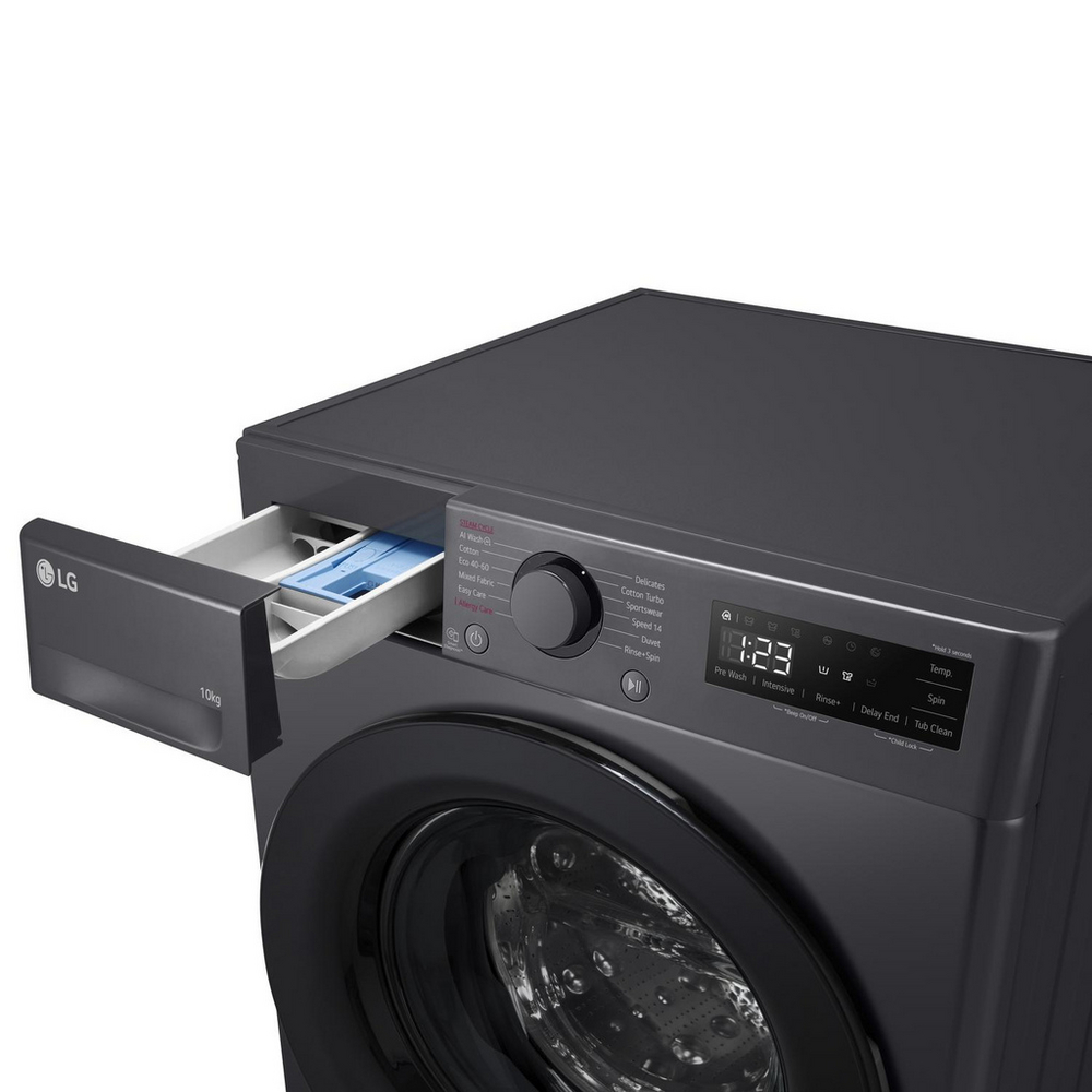 LG F4Y510GBLN1 10kg Steam 1400 Spin Freestanding Front Loading Washing Machine Slate Grey – image 4 of 14