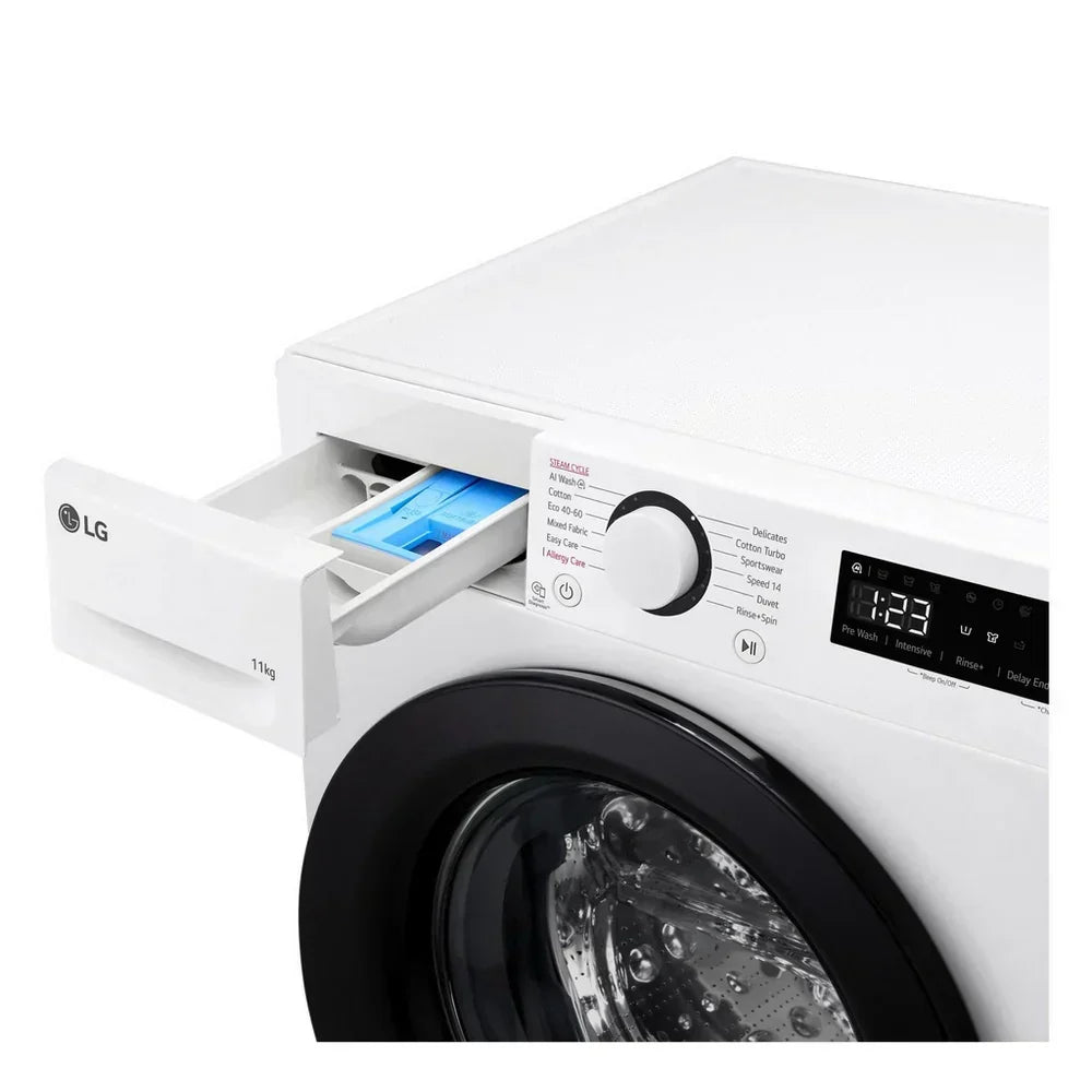 LG F4Y511WBLN1 11kg Steam 1400 Spin Freestanding Front Load Washing Machine White - A Rated – image 5 of 15