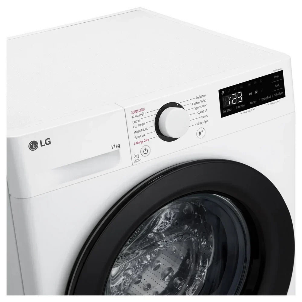 LG F4Y511WBLN1 11kg Steam 1400 Spin Freestanding Front Load Washing Machine White - A Rated – image 12 of 15