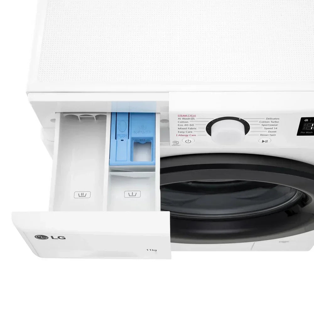 LG F4Y511WBLN1 11kg Steam 1400 Spin Freestanding Front Load Washing Machine White - A Rated – image 8 of 15