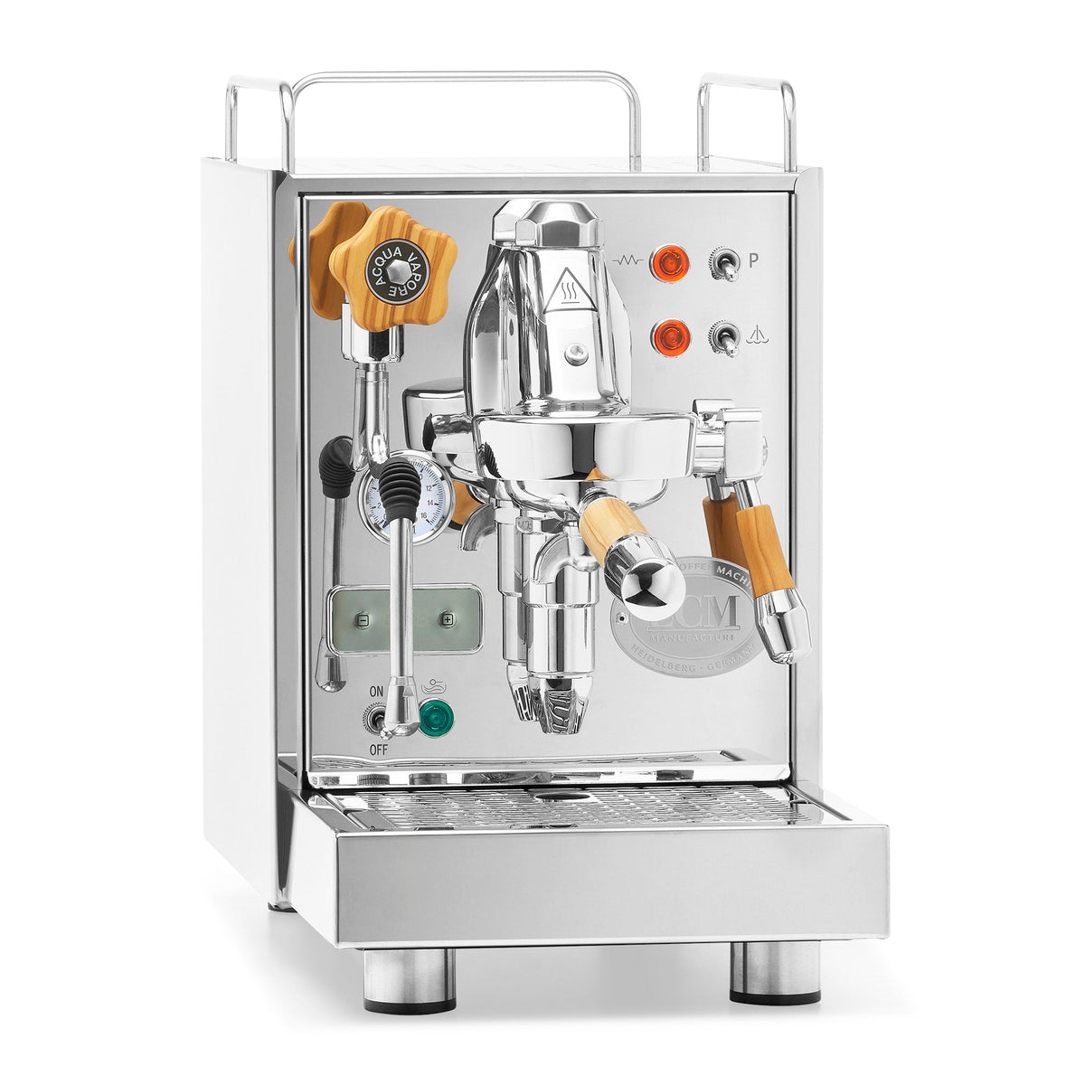 ECM Classika PID Espresso Machine – Stainless Steel / No Flow Control / Olive Wood