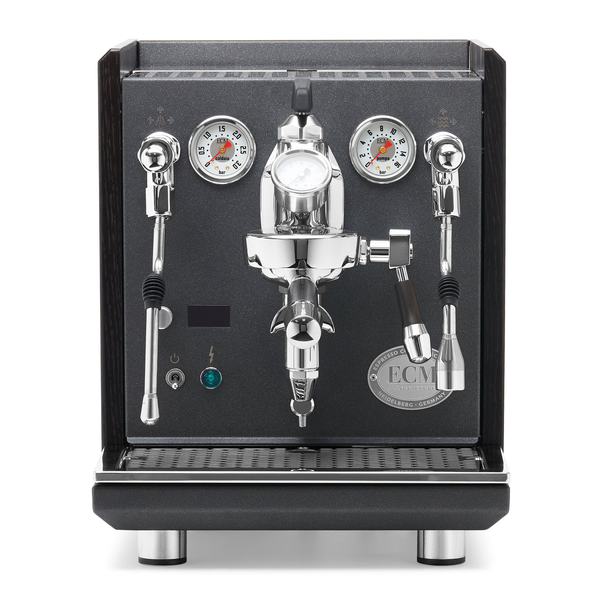 ECM Synchronika II Anthracite Espresso Machine – Blackened Oak / Blackened Oak / Flow Paddle