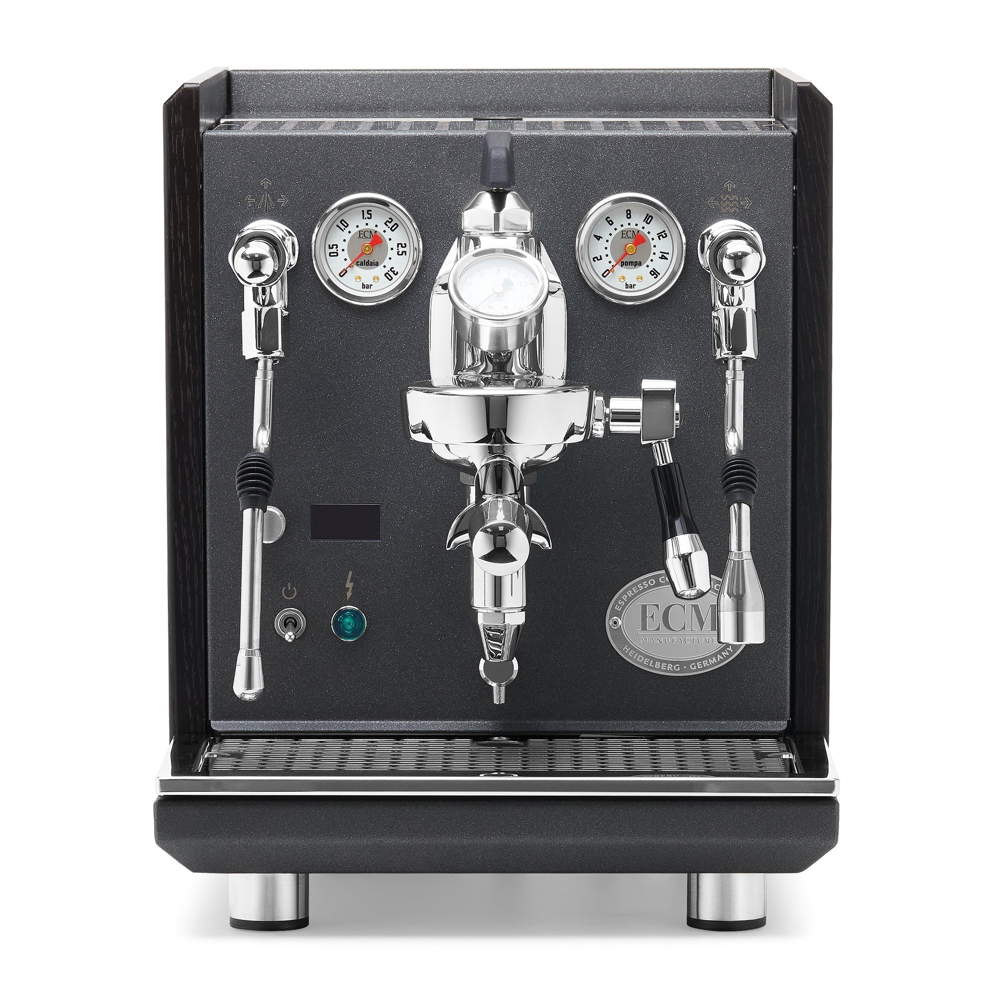 ECM Synchronika II Anthracite Espresso Machine – Blackened Oak / No Accents / Flow Paddle