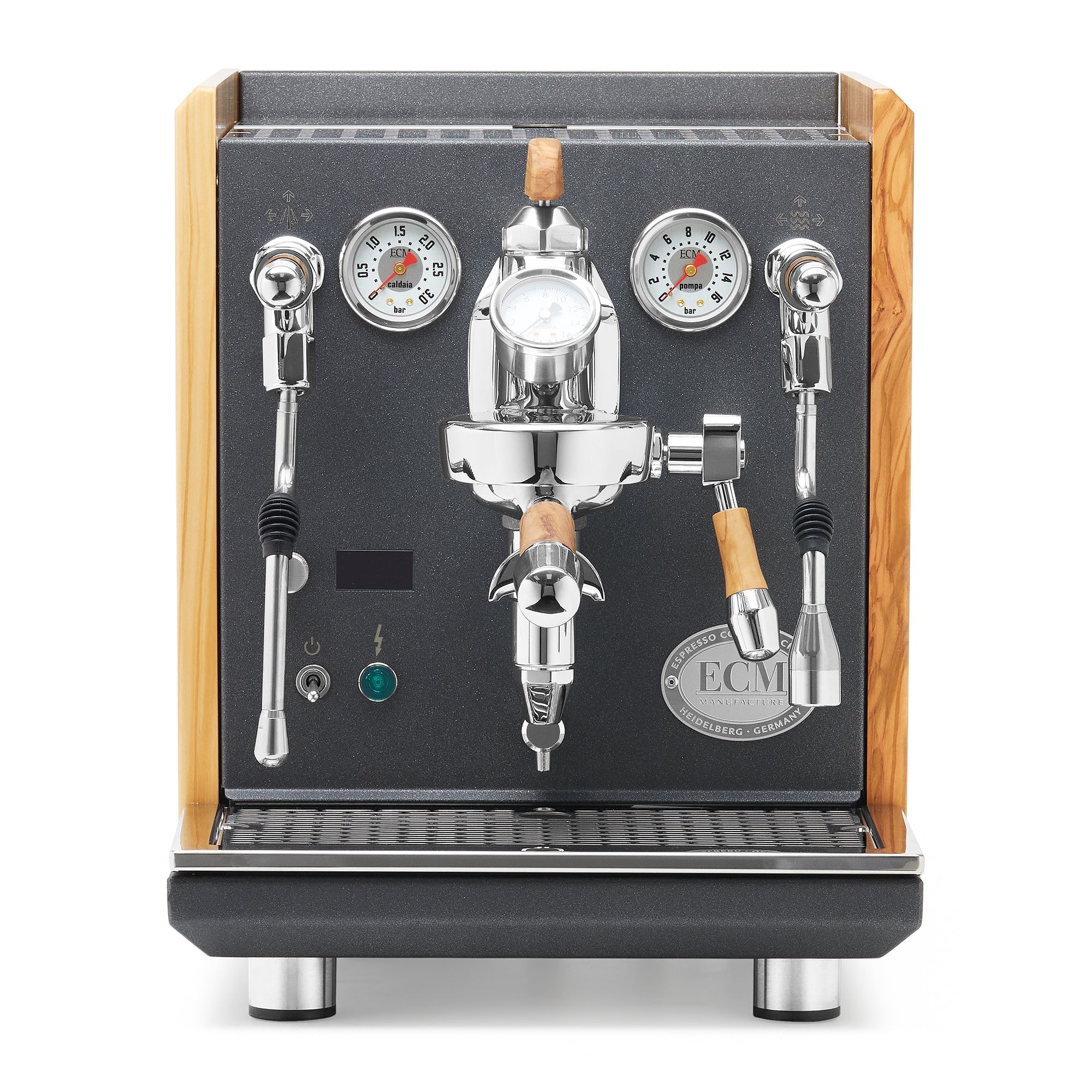 ECM Synchronika II Anthracite Espresso Machine – Olive Wood / Olive Wood / Flow Paddle