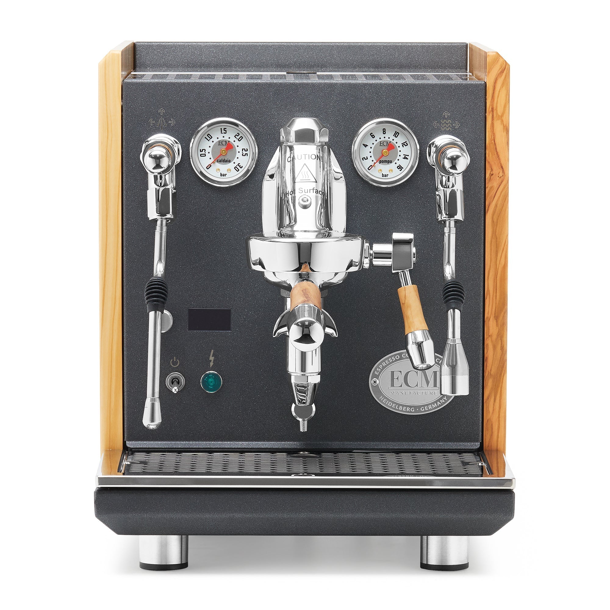 ECM Synchronika II Anthracite Espresso Machine – Olive Wood / Olive Wood / No Flow Control