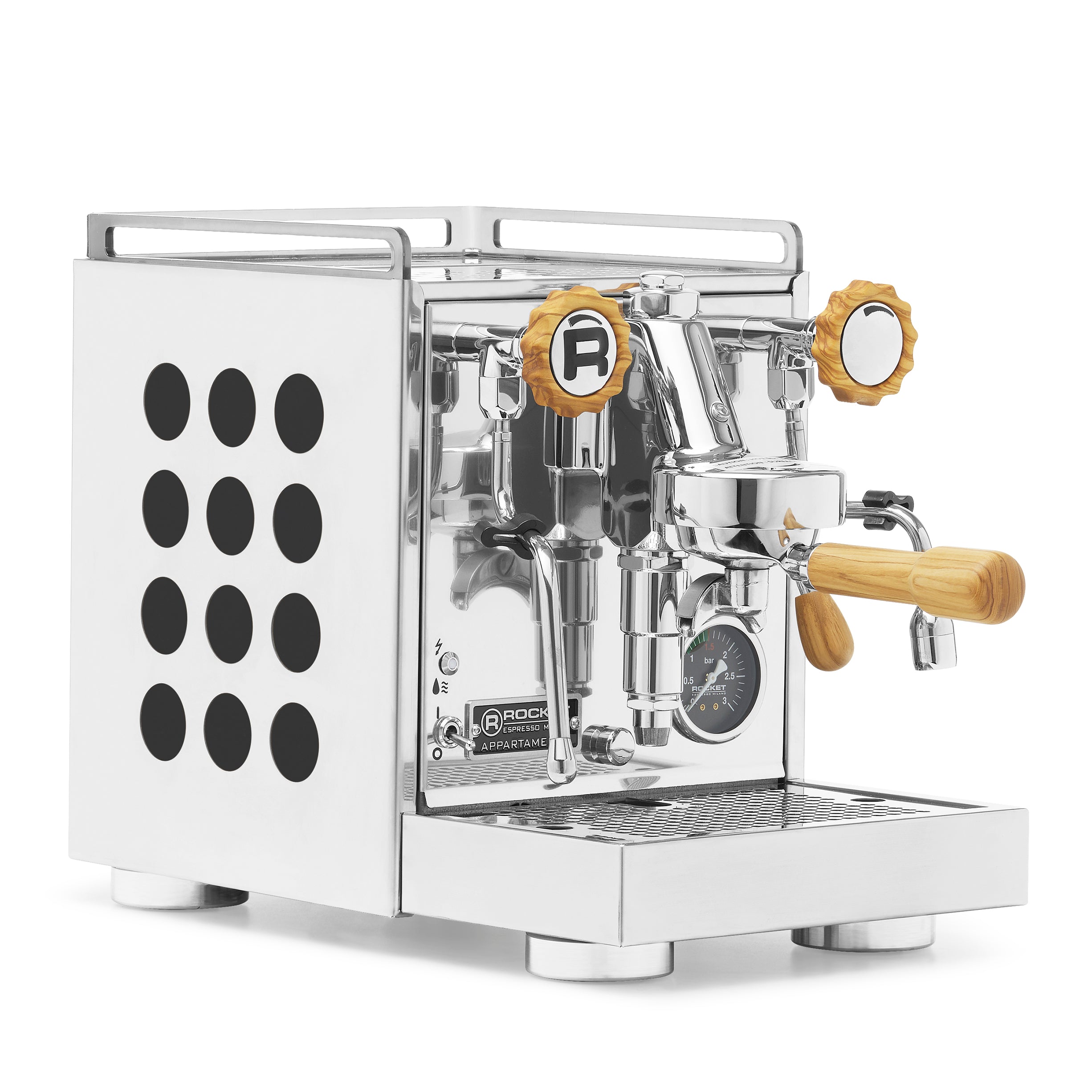 Rocket Espresso Appartamento 2.0 Chrome – Black / Olive Wood