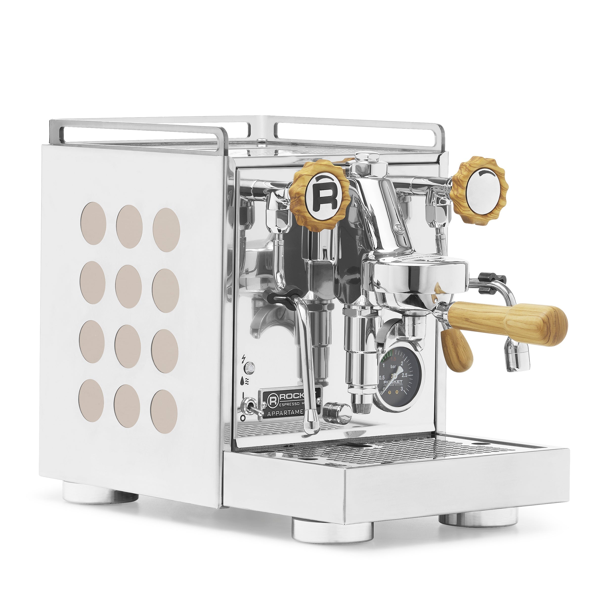 Rocket Espresso Appartamento 2.0 Chrome – Rose Gold / Olive Wood