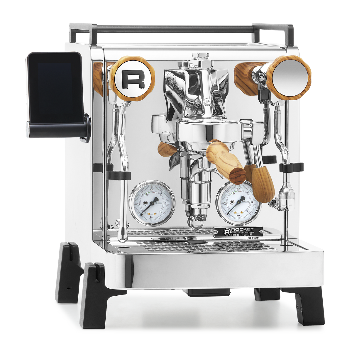 Rocket Espresso R58 TUNE Espresso Machine – Chrome / Olive Wood / No Flow Control