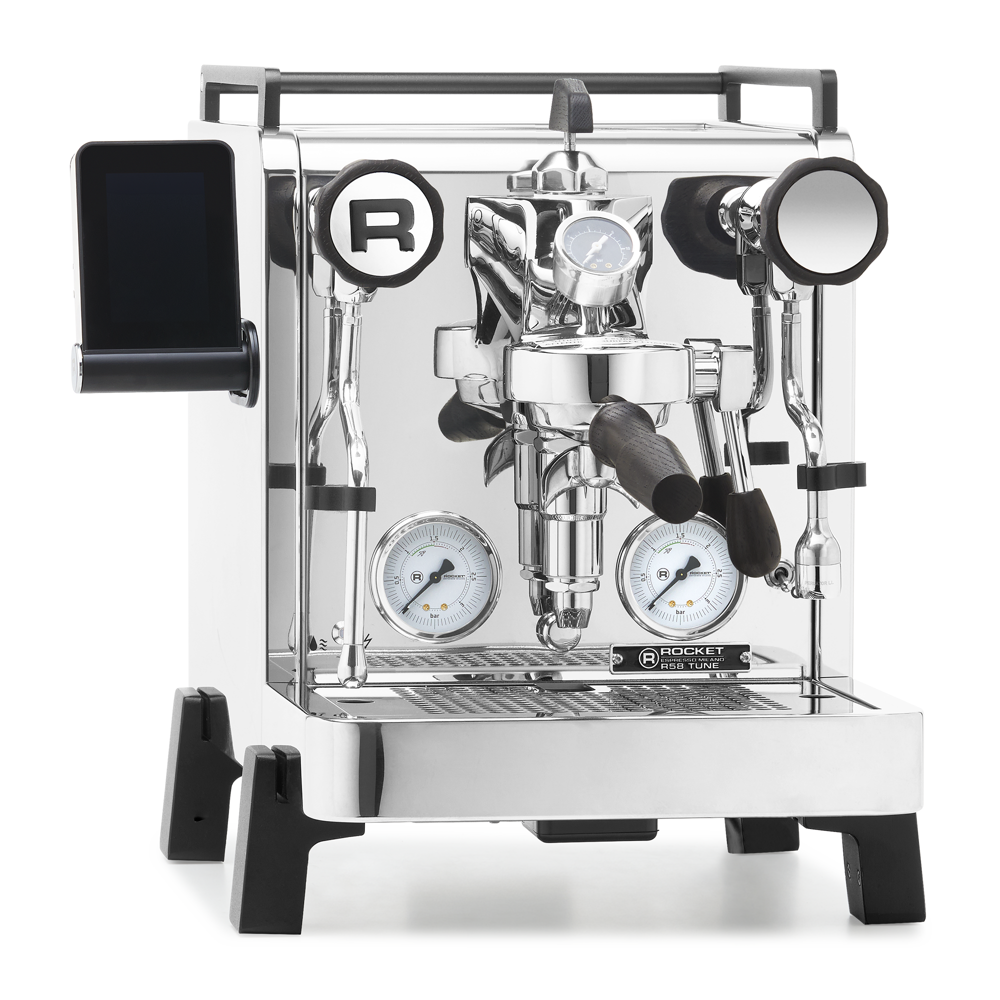 Rocket Espresso R58 TUNE Espresso Machine – Chrome / Blackened Oak / Flow Paddle