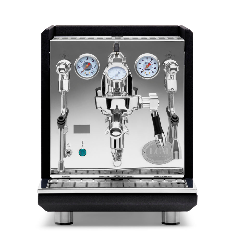 ECM Synchronika II Espresso Machine – Anthracite Panels and Blackened Oak / Flow Paddle