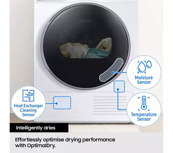 Samsung Series 5 DV90CGC0A0AEEU with OptimalDry 9 kg Heat Pump Tumble Dryer White – image 6 of 12