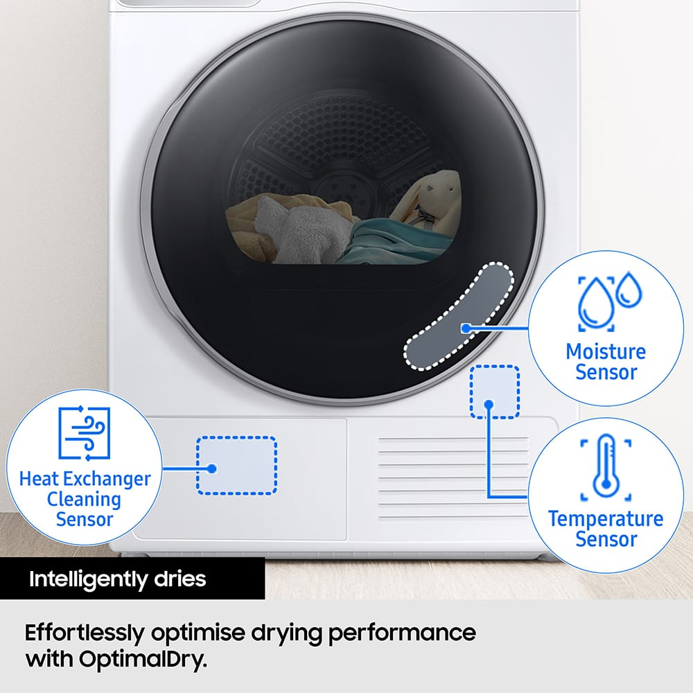 Samsung Series 8 DV90BB9445GHS1 with Optimal Dry 9kg Heat Pump Tumble Dryer White – image 10 of 11