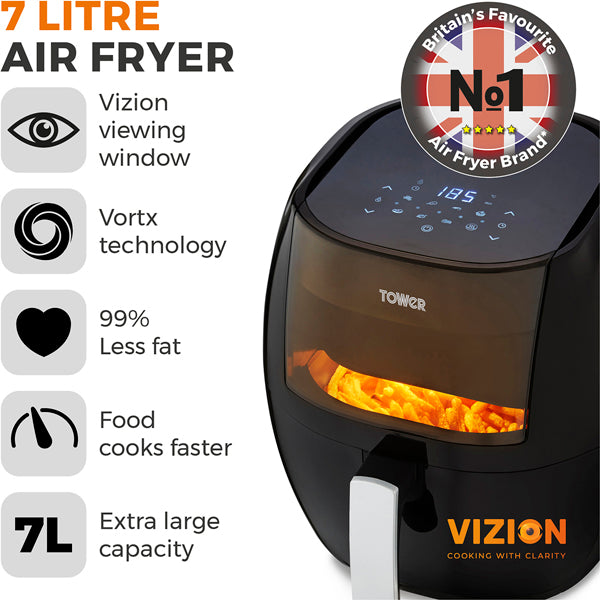 Tower T17072 Vortx Vizion 7 Litre Air Fryer With Digital Display – image 2 of 12