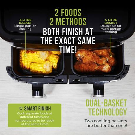 Tower T17151 Vortx Vizion 8L Digital Dual Basket Air Fryer Black – image 3 of 11