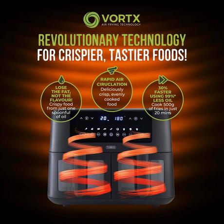 Tower T17151 Vortx Vizion 8L Digital Dual Basket Air Fryer Black – image 7 of 11